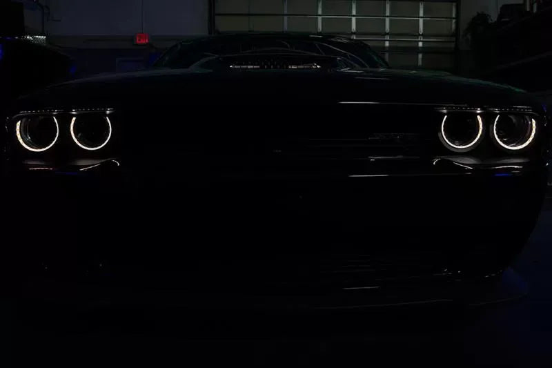 American Car Craft 2pc White LED Headlight Surrounds Dodge Challenger 2015-2023