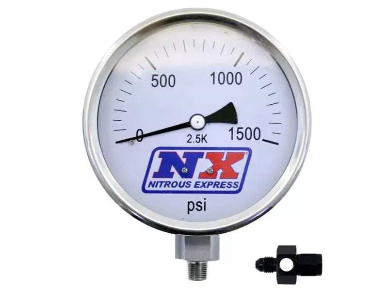 Nitrous Express 4 Inch High Accuracy 6AN Nitrous Pressure Gauge Liquid Filled