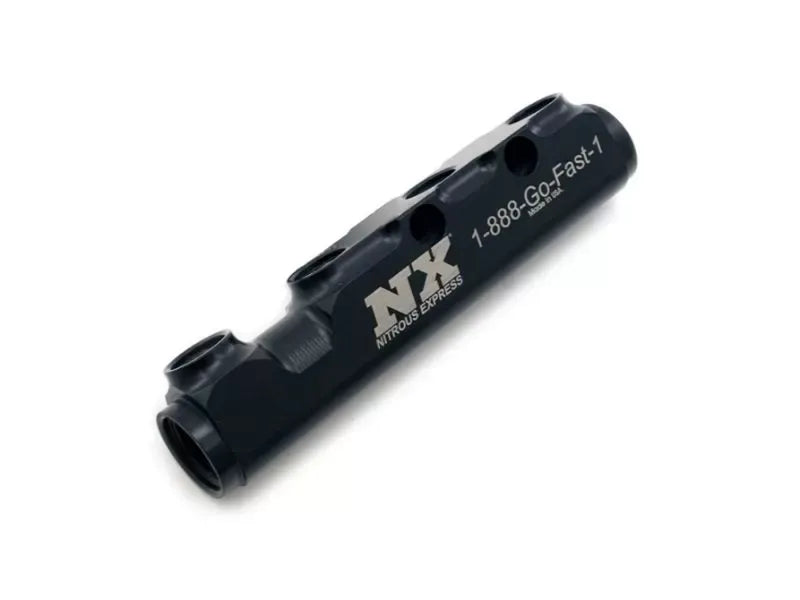 Nitrous Express Fuel Log 4 Port Billet Aluminum Black Anodized - No Fittings