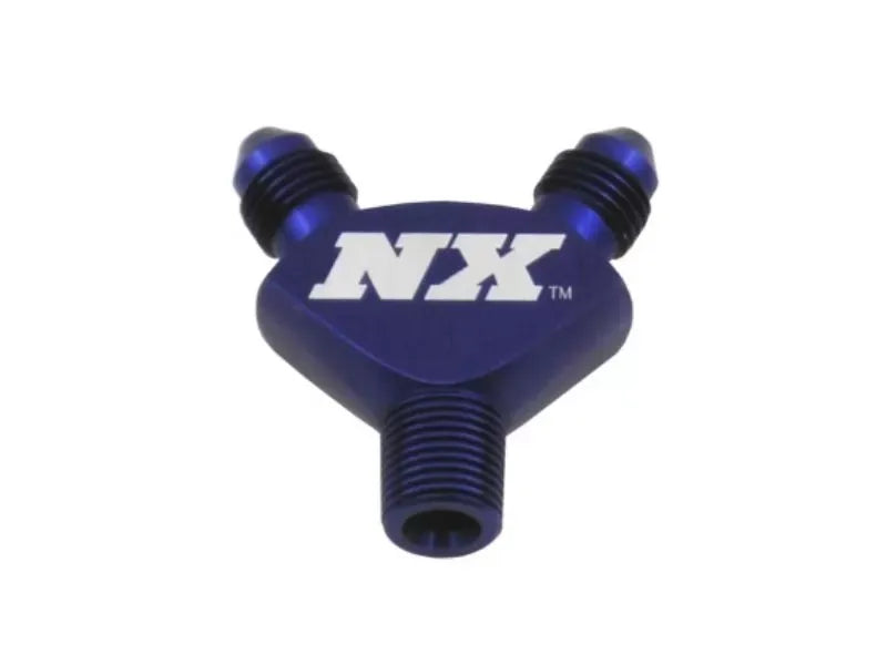 Nitrous Express Blue 1/8NPT x 3AN Billet Pure-Flo Y Fitting - Aluminum, Reusable
