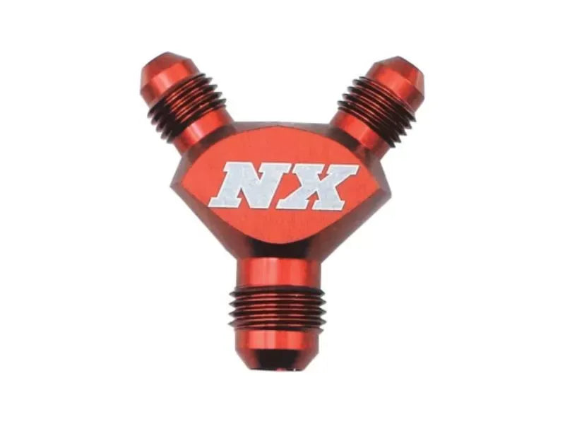 Nitrous Express Red 6AN x 4AN x 4AN Billet Pure-Flo Y Fitting, Aluminum Adapter