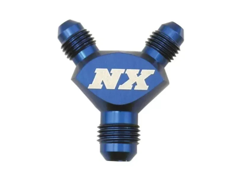 Nitrous Express Blue 6AN x 4AN x 4AN Billet Pure-Flo Y Fitting, Aluminum Adapter