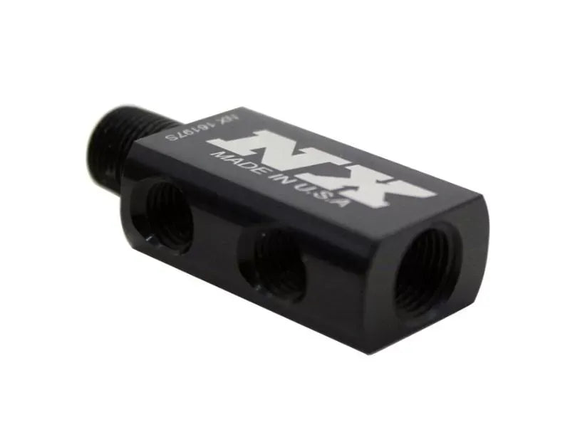 Nitrous Express Compact Distribution Block with Gauge Port, 5/8" Wide, 3/8" Deep