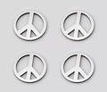 American Car Craft 4Pc Polished Stainless Steel Peace Sign Emblems