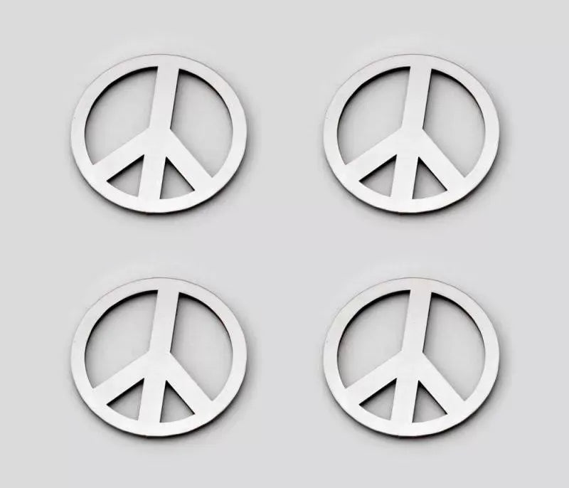 American Car Craft 4Pc Polished Stainless Steel Peace Sign Emblems