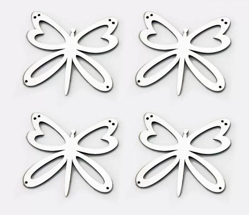 American Car Craft 4Pc Polished Stainless Steel Butterfly Emblems