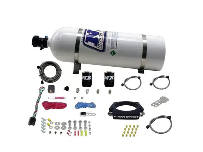 Nitrous Express 50-400HP 90mm GM LS Nitrous Plate Kit with 15lb Bottle, Fits Multiple Models