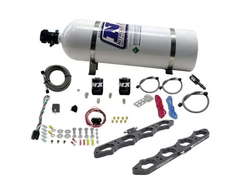 Nitrous Express Nitrous Wet Port Plate Kit with 15lb Bottle for Ford Mustang GT 5.0L V8 2011-2021