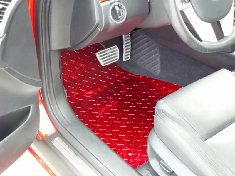 American Car Craft 2Pc Red Powder Coat Aluminum Diamond Plate Floor Mats Pontiac G8 | GT 2008-2009