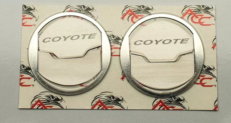 American Car Craft 2Pc Stainless Steel A/C Vent Trim Kit Brushed w/Etched Coyote Ford Mustang 2015-2020