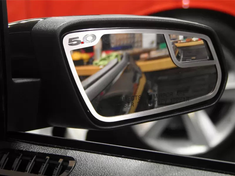 American Car Craft 2Pc 5.0 Style Brushed Stainless Steel Side View Mirror Trim Ford Mustang GT 2011-2013