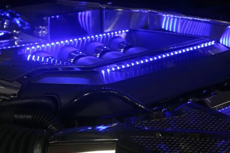 American Car Craft 9Pc White LED Illuminated Engine Shroud Kit Ford Mustang GT 2010-2014