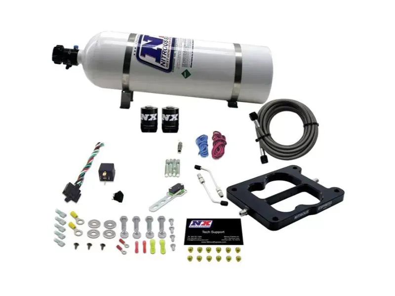 Nitrous Express 50-300HP Q-Jet Holley Spread Bore Nitrous Kit with 15lbs Bottle
