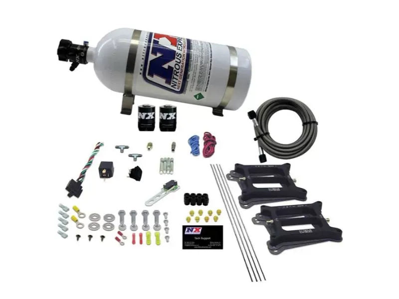 Nitrous Express 50-300HP Dual 4150 Alcohol Nitrous Kit with 10lbs Bottle, Stage 6 Plate System