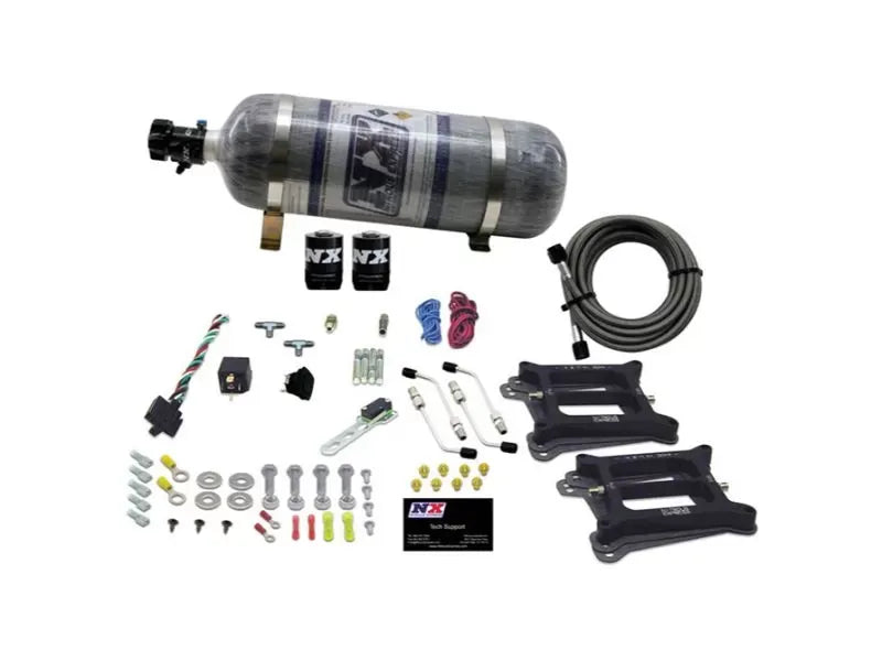 Nitrous Express 50-300HP Dual 4150 Alcohol Nitrous Kit with 12lbs Bottle, Stage 6 Plate System