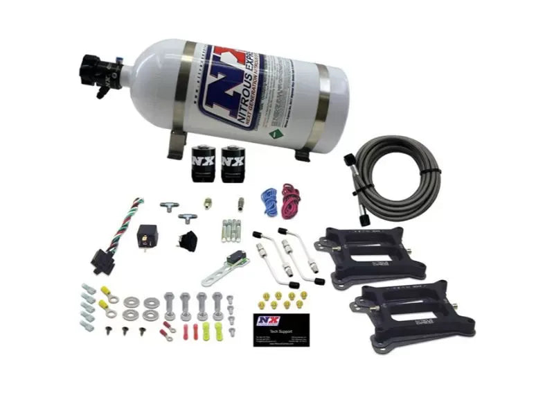 Nitrous Express Dual 4150 Holley Nitrous Kit 100-500HP with 10lbs Bottle, 50240-10