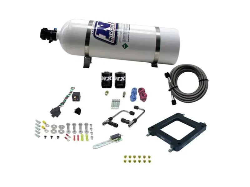 Nitrous Express 50-300HP Gemini Stage 6 Nitrous Kit for 4500 Dominator Carburetors, 15lbs Bottle
