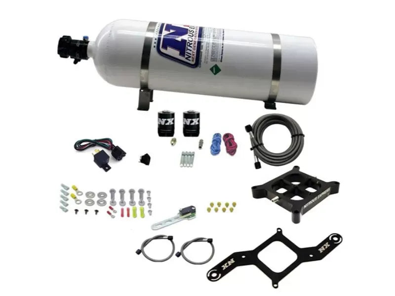 Nitrous Express 50-300HP 4150 Billet Crossbar Nitrous Plate Kit with 15lbs Bottle