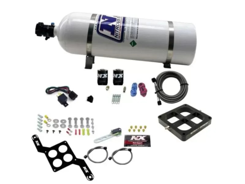 Nitrous Express 50-300HP Billet Crossbar Stage 6 Nitrous Kit with 15lb Bottle, 4150 Flange
