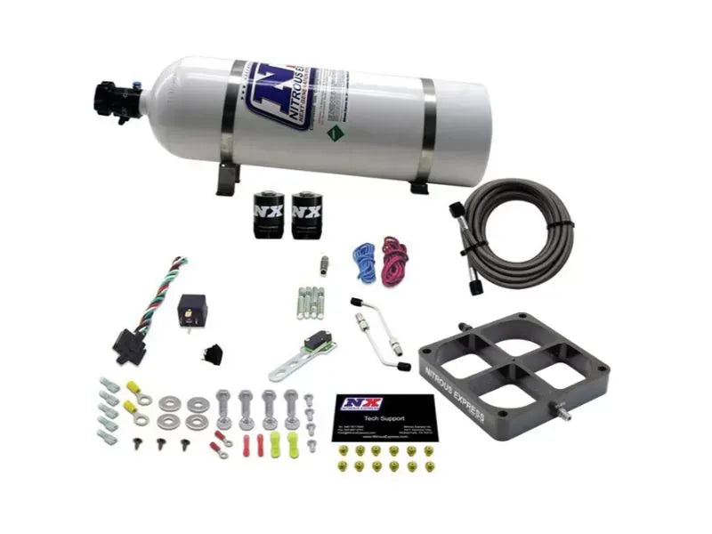 Nitrous Express 8500 Based Throttle Body Single Entry Crossbar Nitrous Kit with 15lbs Bottle