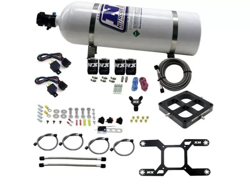Nitrous Express 50-300 & 100-500HP 4500 Dual Stage Billet Crossbar Nitrous Kit 15lbs Bottle