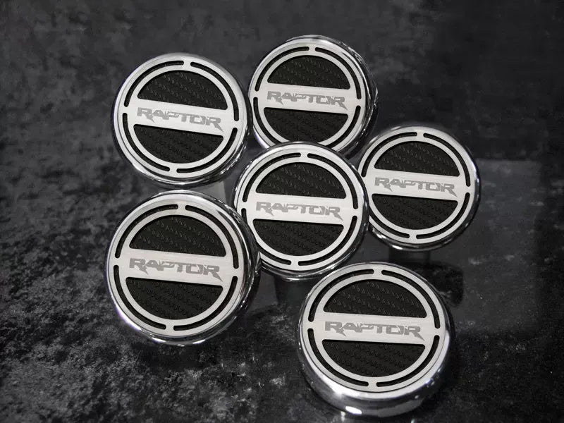 American Car Craft 6Pc Ford Blue Triple Plated Chrome Inlay Fluid Cap Covers Ford Raptor 2010-2014