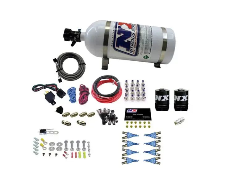 Nitrous Express Nitrous Kit 8 Cylinder Soft Line Shark Rail 10lb Bottle Push-to-Loc