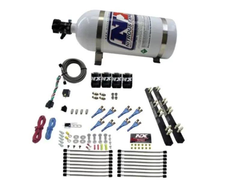 Nitrous Express 8 Cylinder Soft Line Shark Rail Nitrous Kit with 10lb Bottle