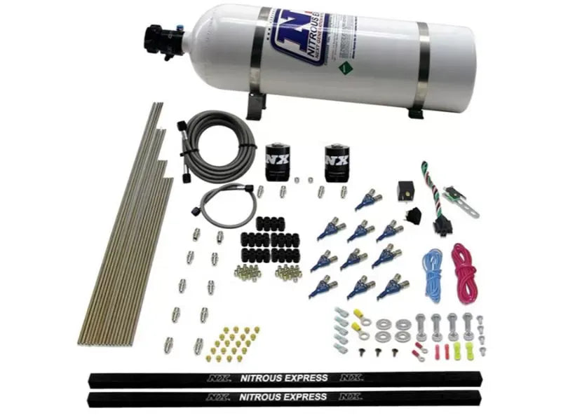 Nitrous Express Nitrous Kit 250-500HP 10 Cylinder Piranha Nozzle 15lbs Bottle 81000EFI-15