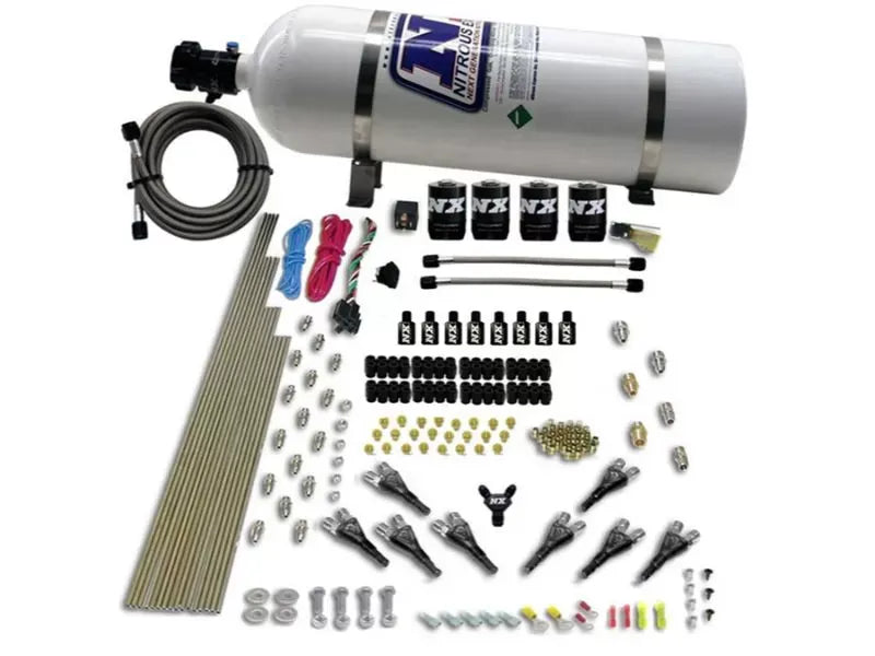 Nitrous Express Nitrous Kit 200-600HP 8 Cylinder Direct Port w/15lbs Bottle, 4 Solenoids