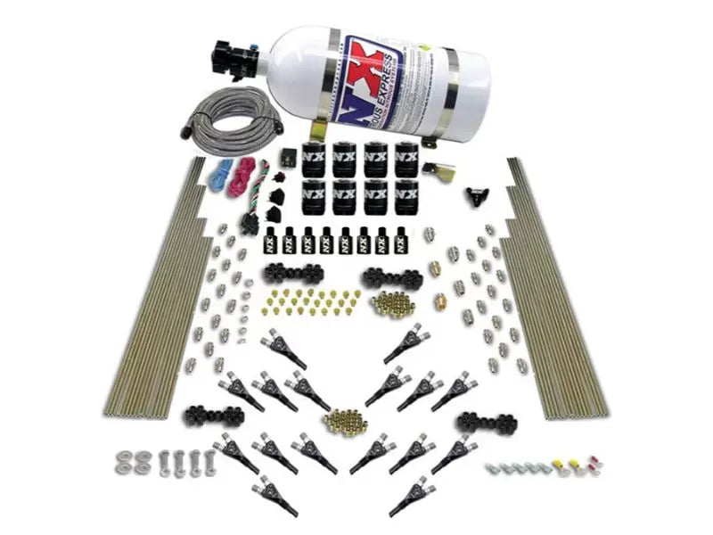 Nitrous Express Nitrous Kit 200-1200HP Shark Dual Stage Gas 15lbs Bottle 16 Nozzles 8 Solenoids