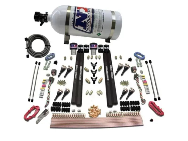Nitrous Express Nitrous Kit 200-1200HP SX2 Dual Stage Gas Rails 8 Nozzles 10lbs Bottle