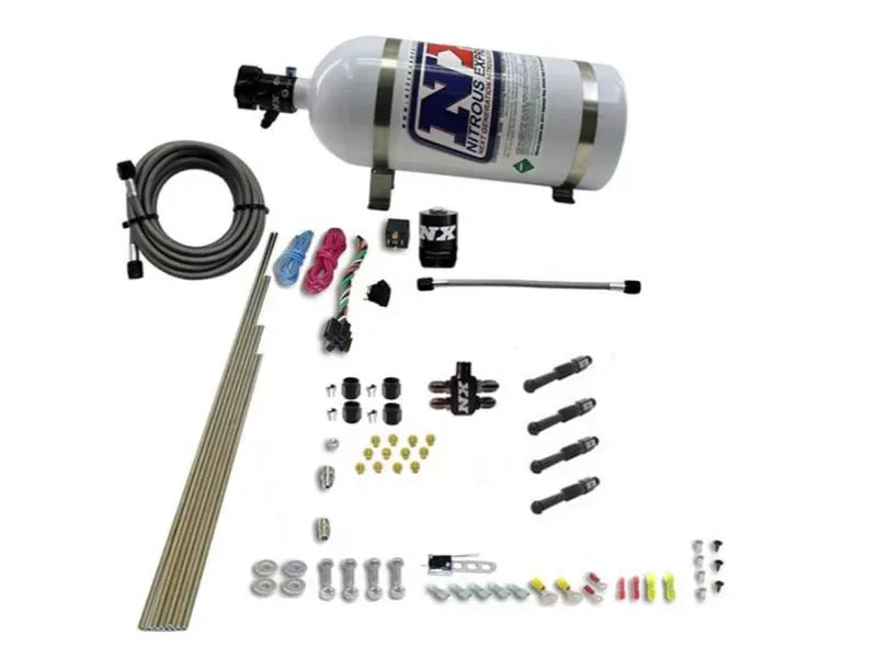Nitrous Express 4 Cylinder Dry Direct Port Nitrous Kit with 10lb Bottle, 93046-10
