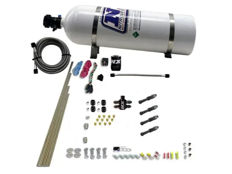 Nitrous Express 4 Cylinder Dry Direct Port Nitrous Kit with 15lb Bottle - 93046-15