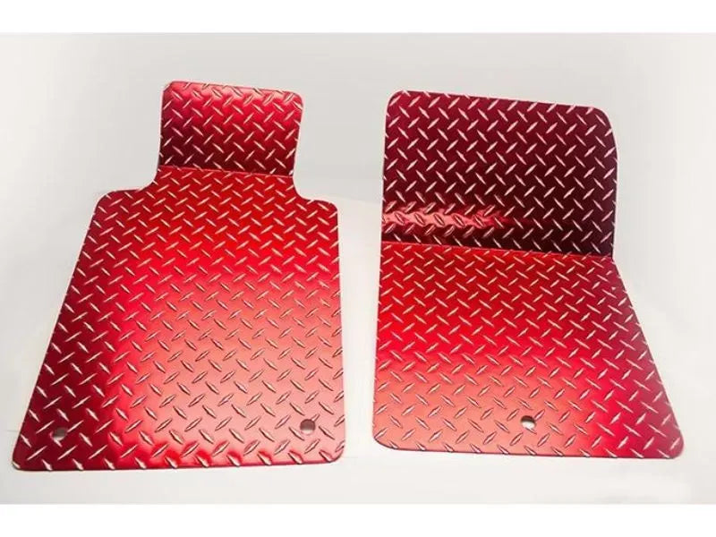 American Car Craft 2Pc Red Diamond Plate Aluminum Floor Mats Chevrolet Corvette C5 | Z06 1999-2004