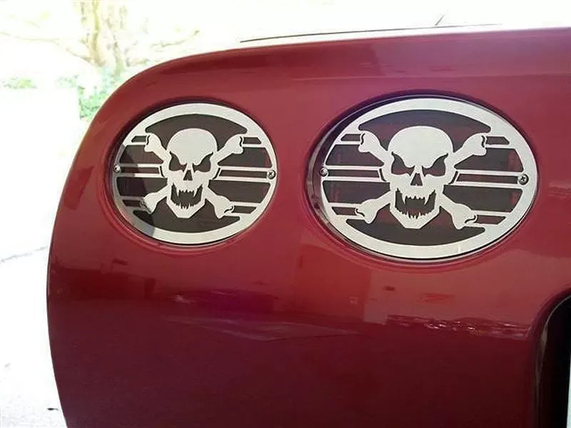 American Car Craft 4Pc Stainless Steel Taillight Grilles Skull Style Chevrolet Corvette C5 | Z06 1997-2004