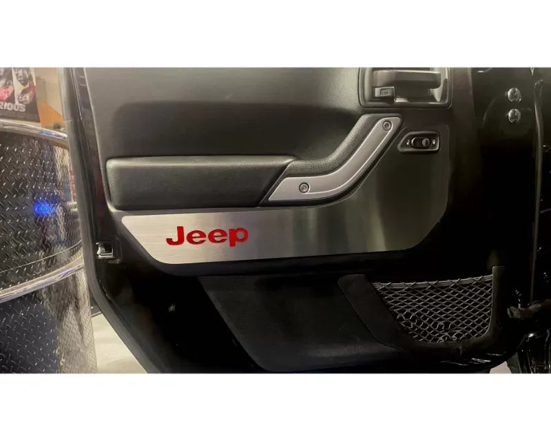American Car Craft 2Pc Red Carbon Fiber Front Door Guards Brushed Jeep Wrangler JK 2007-2018