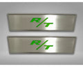 American Car Craft 2Pc Synergy Green Solid Stainless Steel Door Badge Plate w/R/T Inlay Dodge Challenger 2008-2014