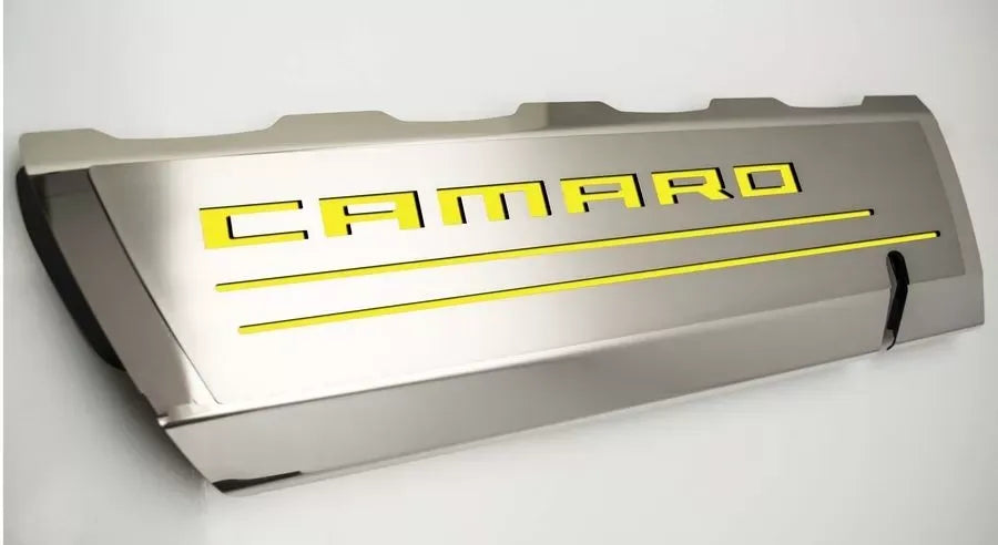 American Car Craft 2Pc Polished Stainless Steel Yellow Solid Fuel Rail Cover Chevrolet Camaro SS 2016-2021