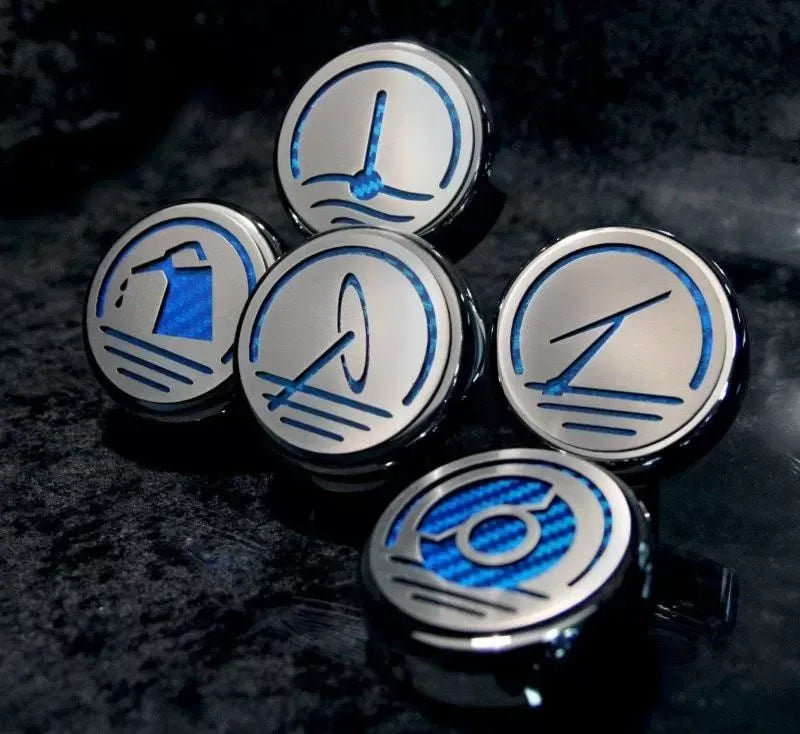 American Car Craft 5Pc Ford Blue Automatic Transmissions Fluid Cap Cover Ford Mustang 2005-2009