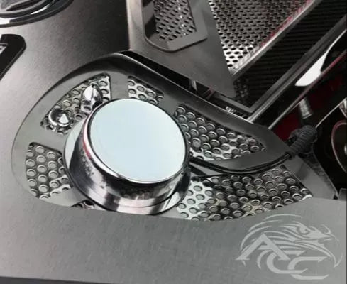 American Car Craft 2Pc Polished/Brushed Perforated Shock Tower Cover Chevrolet Corvette Coupe C8 2020-2024