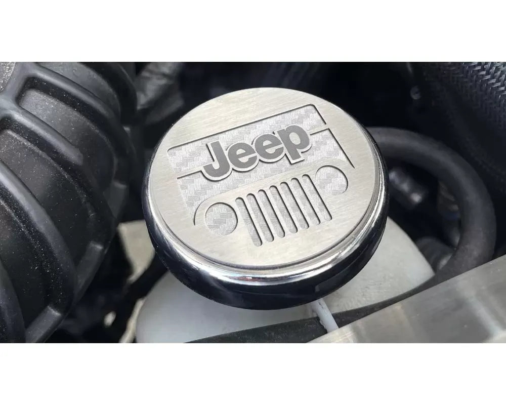 American Car Craft 5Pc White Carbon Fiber Jeep Logo Cap Set Jeep Wrangler JK 2007-2018