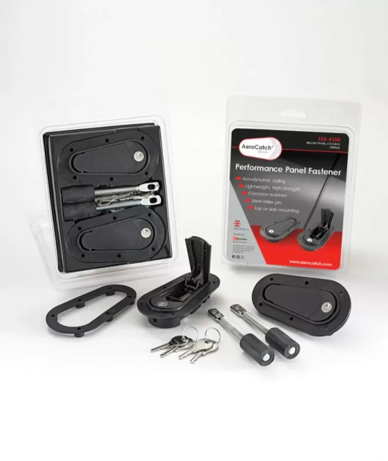 AeroCatch Black Xtreme 125 Series Flush Below Panel Hood Fasteners built-in Security Lock