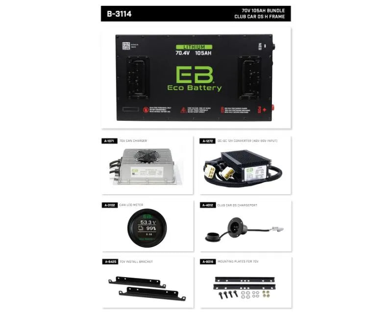 Nivel Eco Battery Bundle Club Car Ds H Frame Bundle 70v 105ah