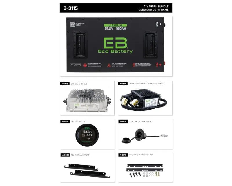 Nivel Eco Battery Bundle Club Car Ds H Frame 51v 160ah