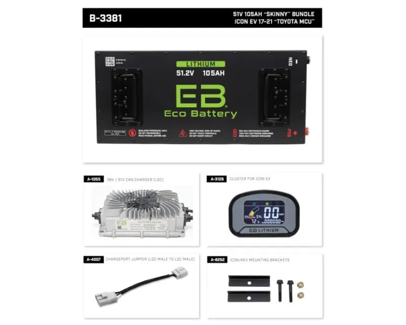 Nivel Eco Battery Skinny Bundle Icon Ev 51v 105ah 2017-2021