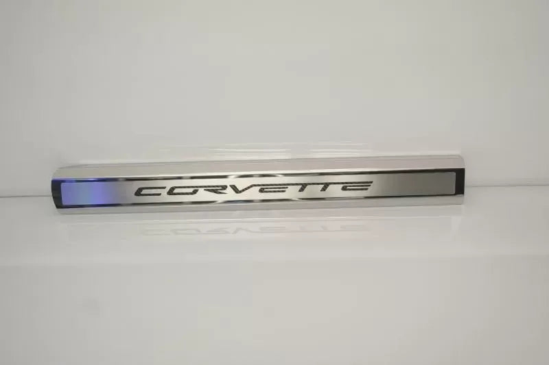 American Car Craft 2Pc Stainless Steel Black Carbon Fiber Inner Door Sills Lettering Chevrolet Corvette C6 2005-2013