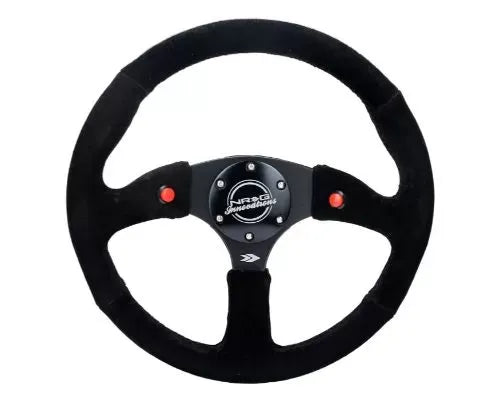 NRG Reinforced Steering Whl - 350MM Sport Suede Racing 2.5" Deep Comfort Grip