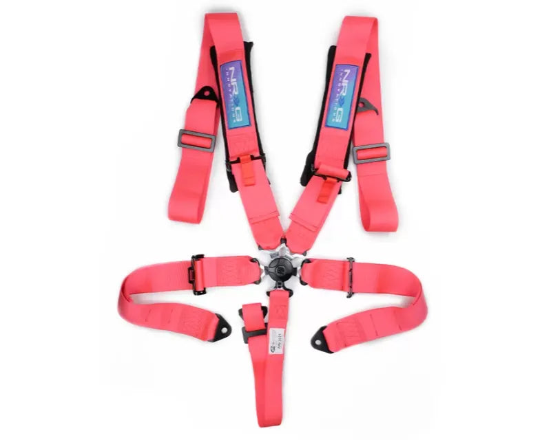 NRG SFI 16.1 5Pt 3 Inch Seat Belt Harness w/Pads Cam Lock Pink