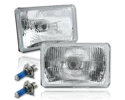 Octane Lighting 4X6 Halogen Semi Sealed Stock Glass H4 Headlight Headlamp Light Bulb 55/60W Pair